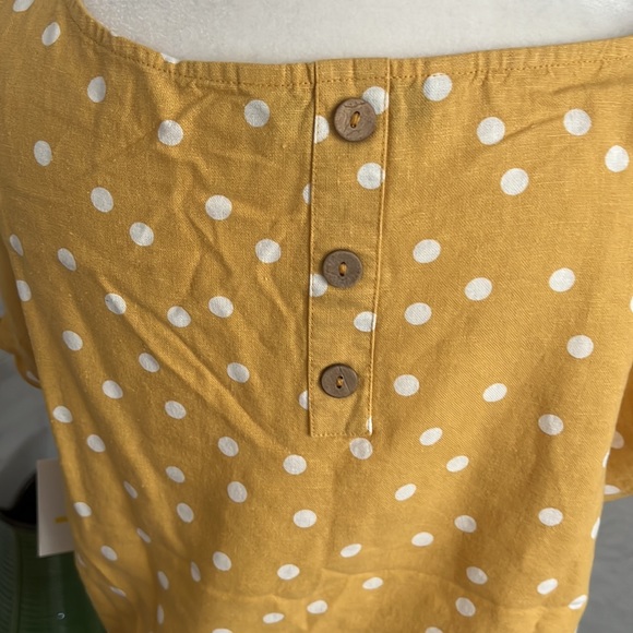 Ellen Tracy Women Yellow Polka dot Linen Blouse, size M, NWT - Picture 4 of 7